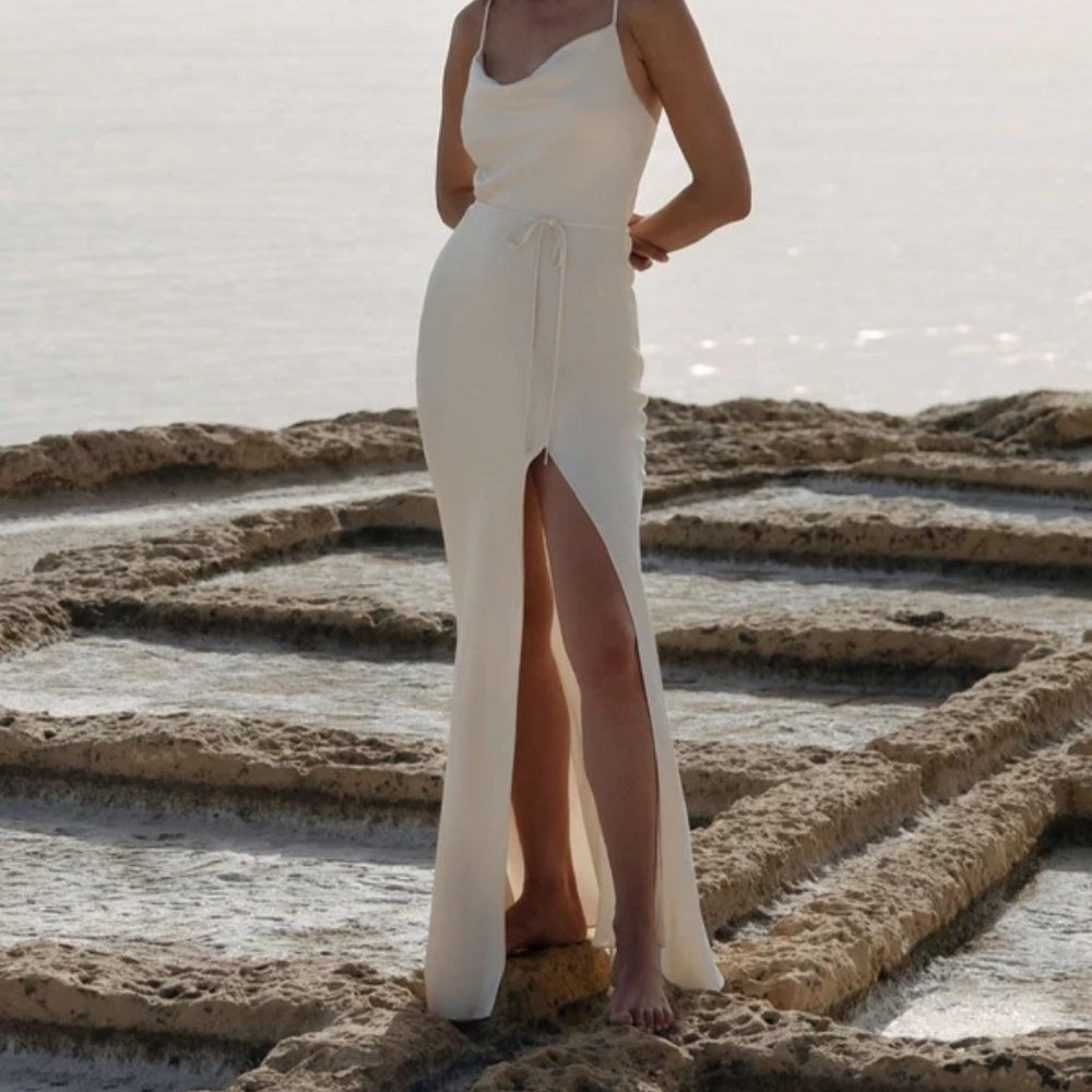 La Lune Bias Cowl Maxi Dress - Cream